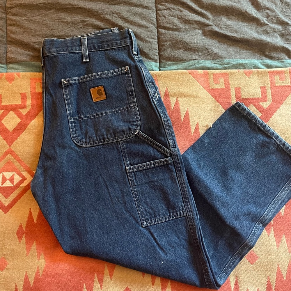 Men Carhartt Denim Carpenter Work Jeans